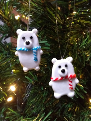 Glass Christmas Polar Bear Tree Decoration