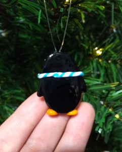 Glass Christmas Penguin Tree Decoration