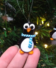 Glass Christmas Penguin Tree Decoration