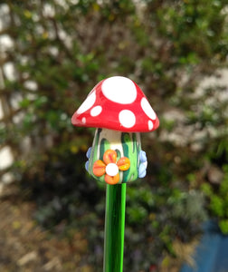 Glass Mushroom with Flowers