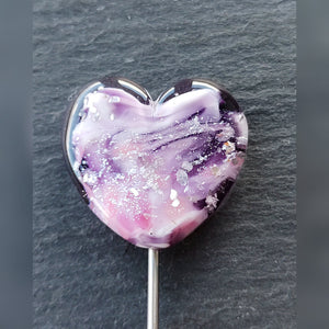 Purple & pink with glitter swirl glass heart