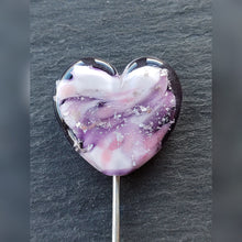 Purple & pink with glitter swirl glass heart