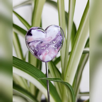 Purple & pink with glitter swirl glass heart