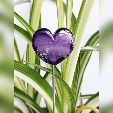 Glitter Glass Heart - Royal Purple
