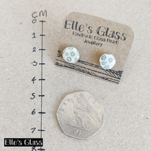 Blue and Cream Polka Dot Studs