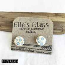 Blue and Cream Polka Dot Studs