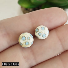 Blue and Cream Polka Dot Studs