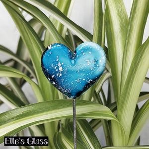 Glitter Glass Heart - Deep Sea Blue