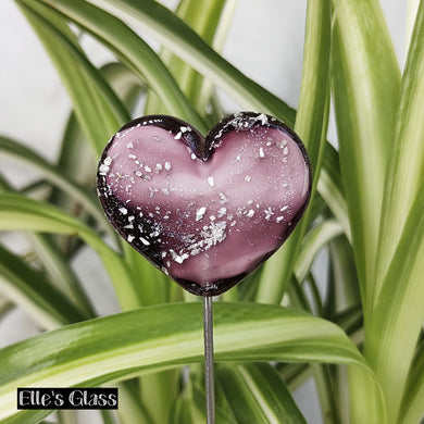 Glitter Glass Heart - Purple Grape