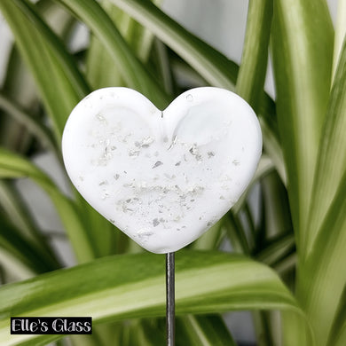 Glitter Glass Heart - Pure White