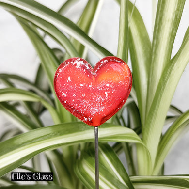 Glitter Glass Heart - Red