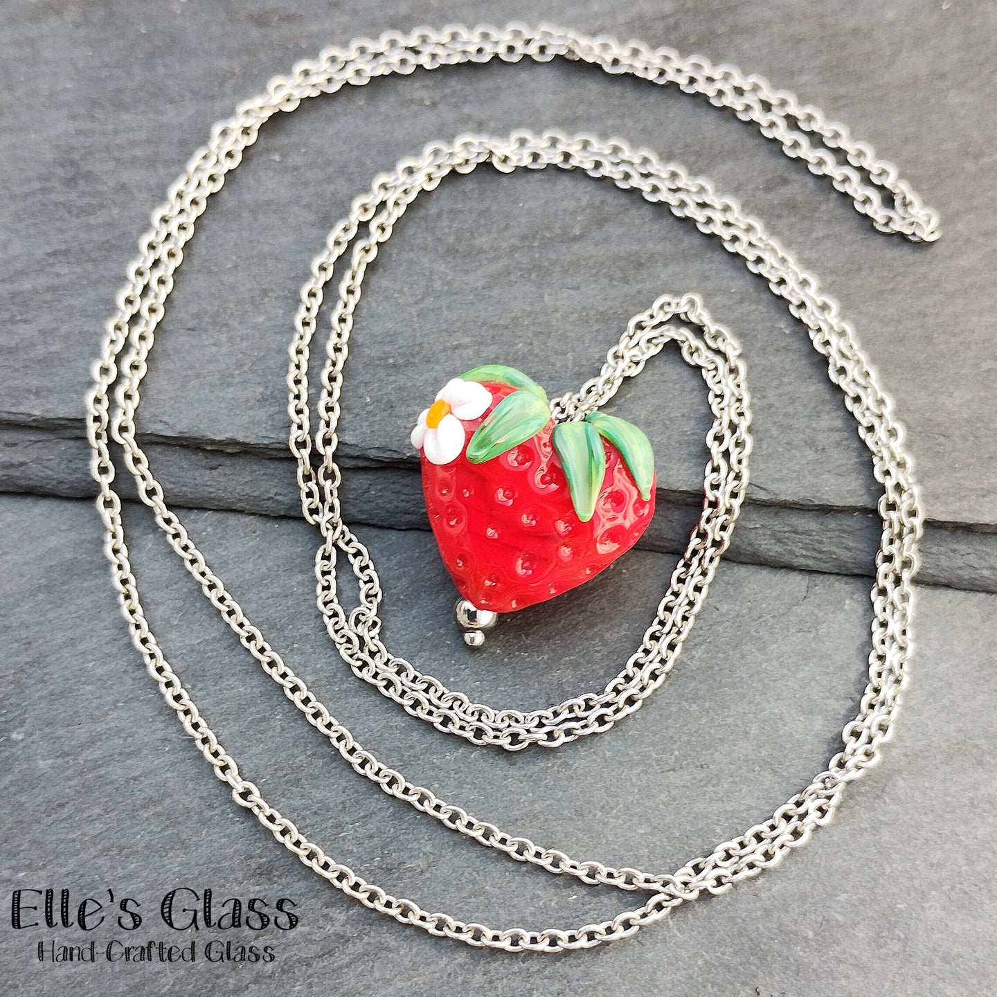 Sweetheart Strawberry Necklace Long Chain – Elle's Glass